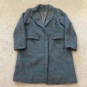 TOPSHOP Fuzzy Fluffy Boucle Overcoat Jacket Dark Teal Blue Green Women's Size 12